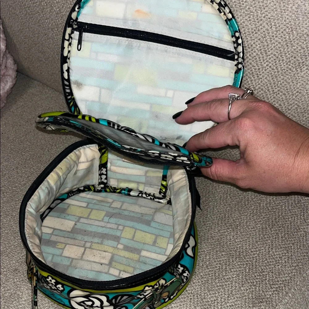Vera Bradley Floral Teal Cosmetic Case - Small Travel Pouch